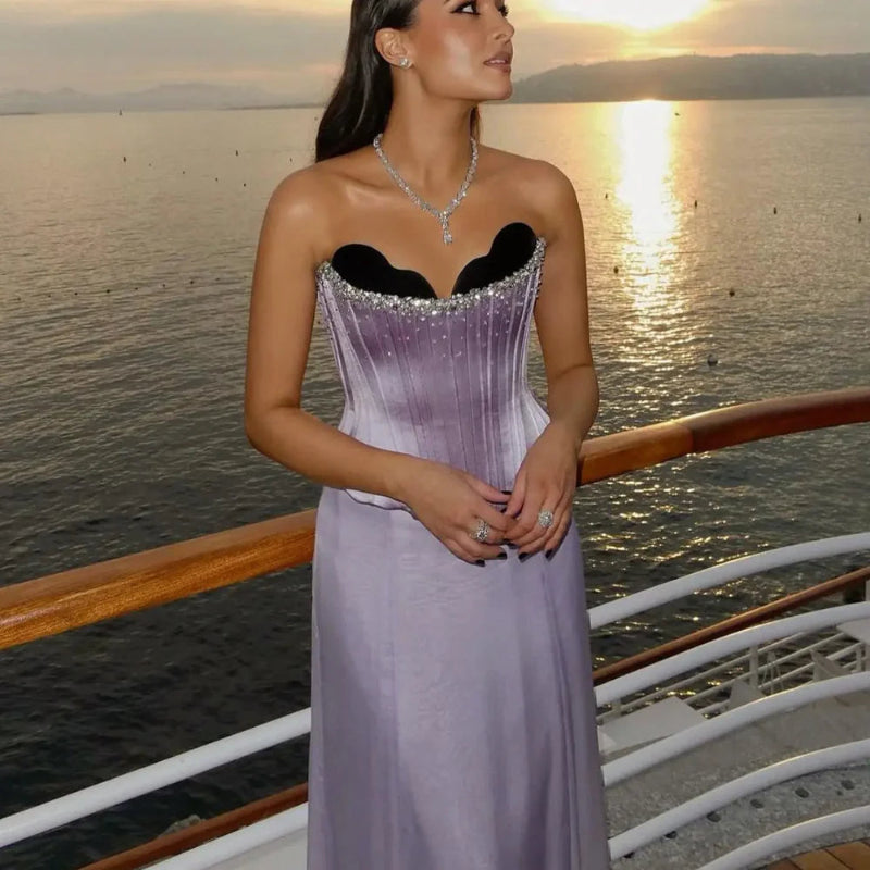 The Cleo — Lilac Two-Piece Scalloped Corset Strapless Gown