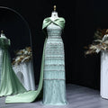 The Verdant — Beaded Bateau Cape Mermaid Gown