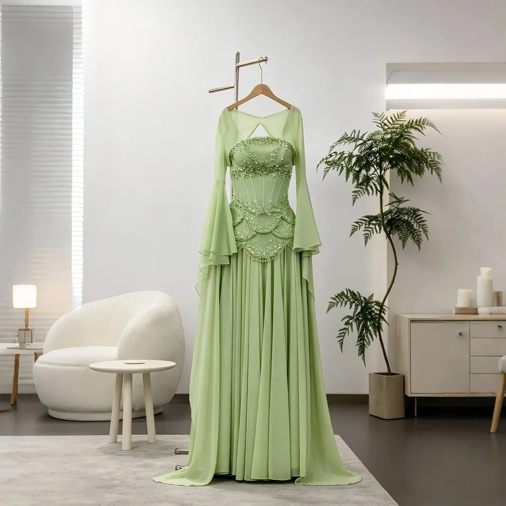The Soleil — Pearl Tassel A-Line Gown