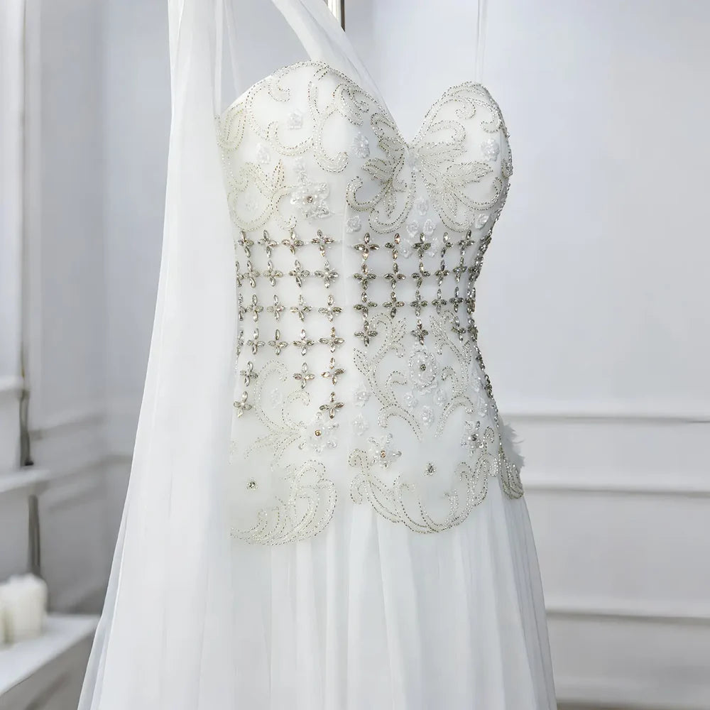 The Celeste — 3D Floral One-Shoulder Cape Gown