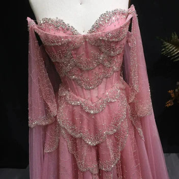 The Valentina — Off-Shoulder Cape Gown