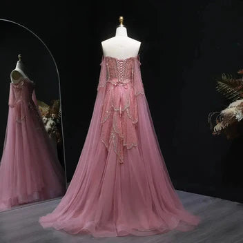 The Valentina — Off-Shoulder Cape Gown
