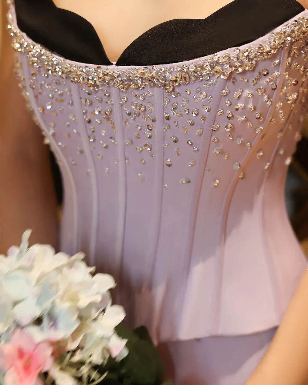 The Cleo — Lilac Two-Piece Scalloped Corset Strapless Gown