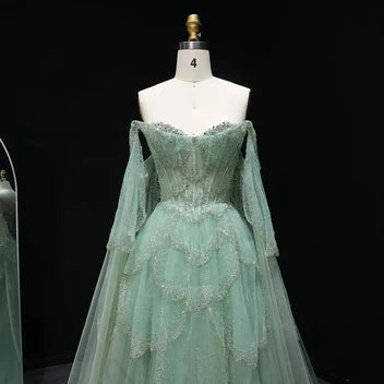 The Valentina — Off-Shoulder Cape Gown