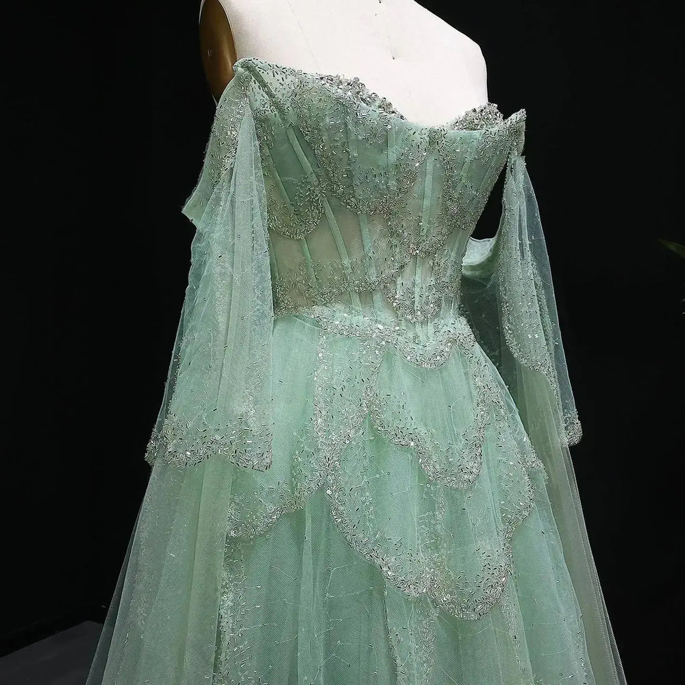 The Valentina — Off-Shoulder Cape Gown