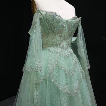 The Valentina — Off-Shoulder Cape Gown