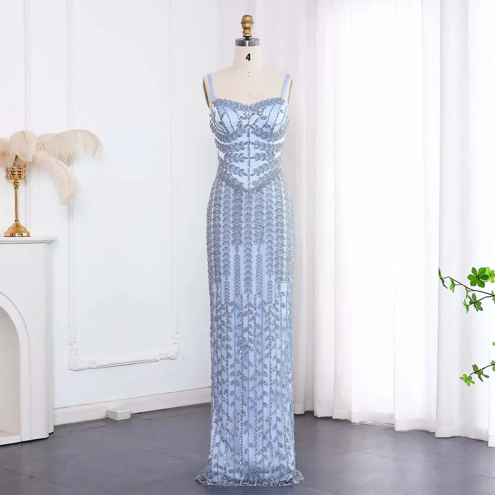 The Marina — Beaded Spaghetti Strap Mermaid Gown