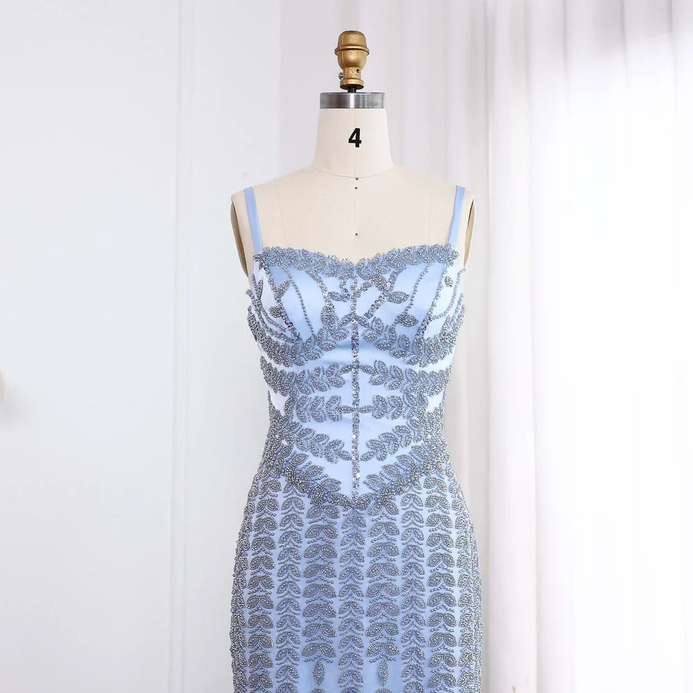 The Marina — Beaded Spaghetti Strap Mermaid Gown
