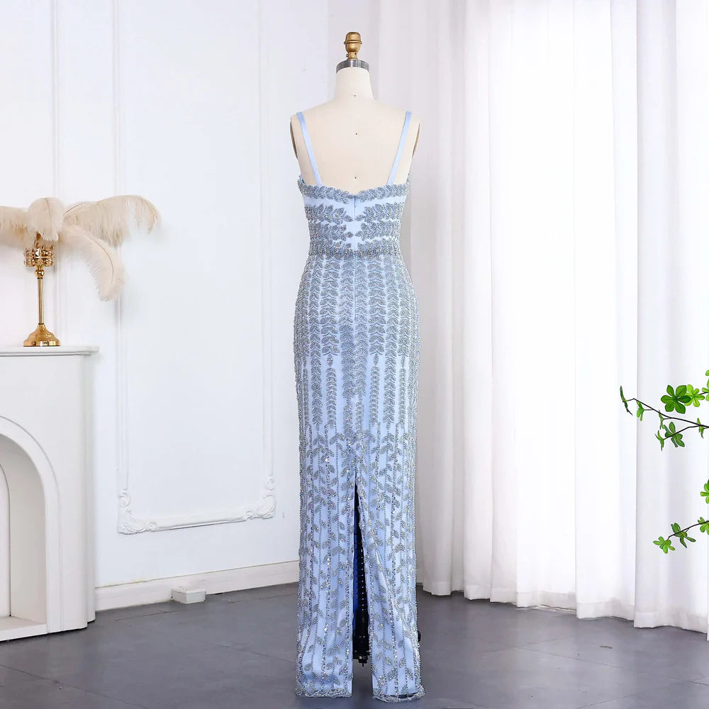 The Marina — Beaded Spaghetti Strap Mermaid Gown