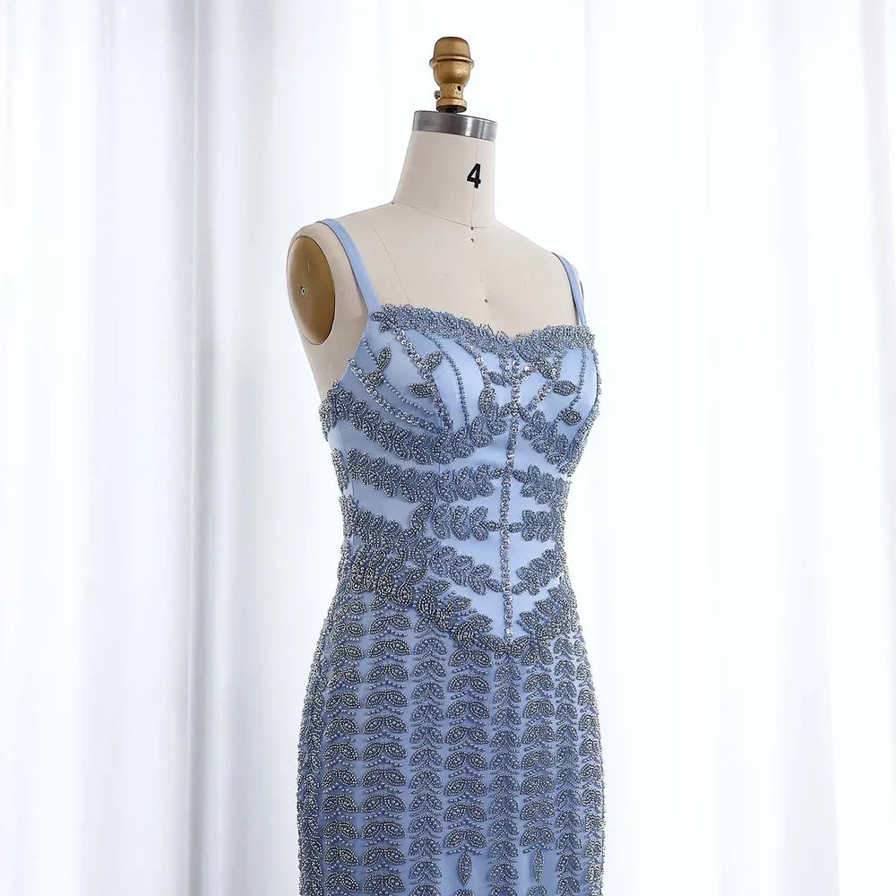 The Marina — Beaded Spaghetti Strap Mermaid Gown