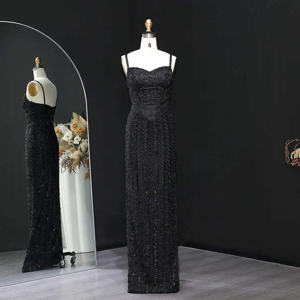 The Marina — Beaded Spaghetti Strap Mermaid Gown