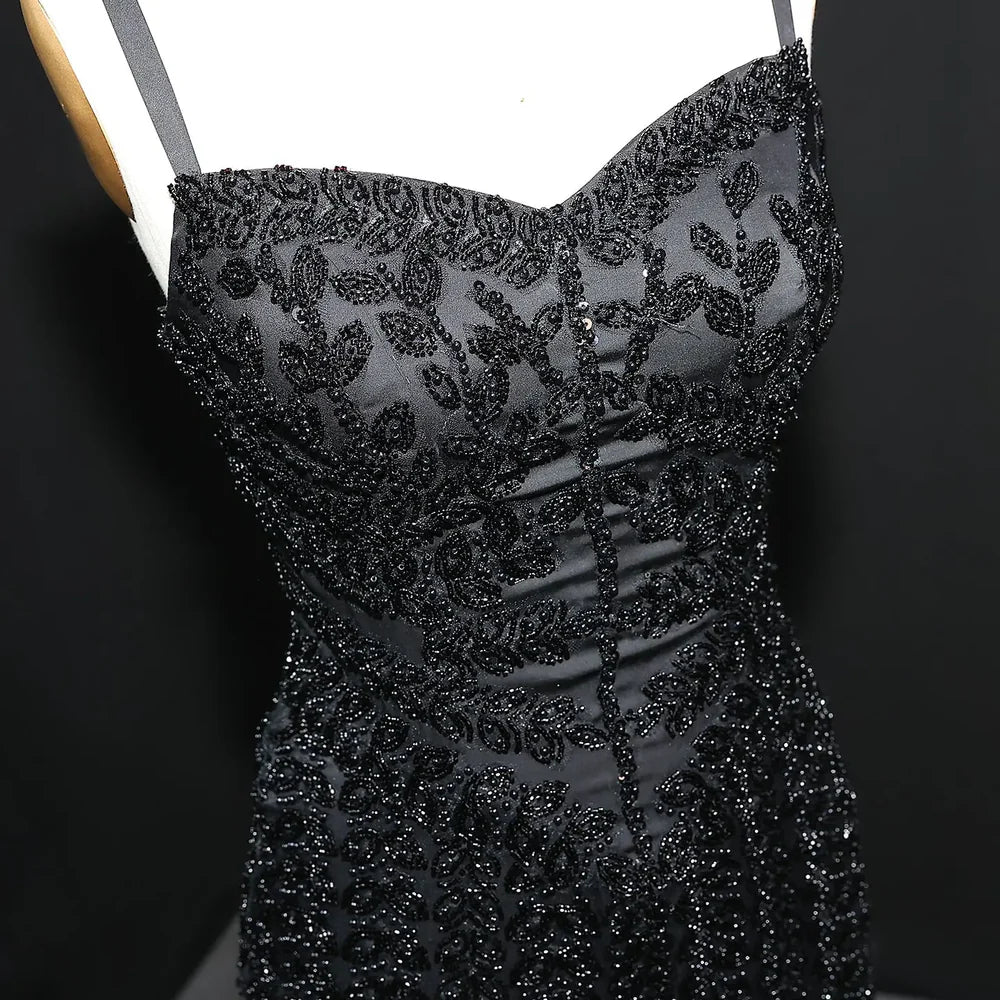 The Marina — Beaded Spaghetti Strap Mermaid Gown