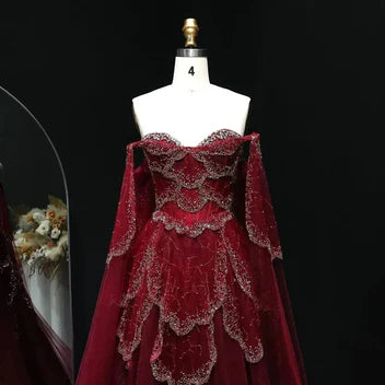 The Valentina — Off-Shoulder Cape Gown
