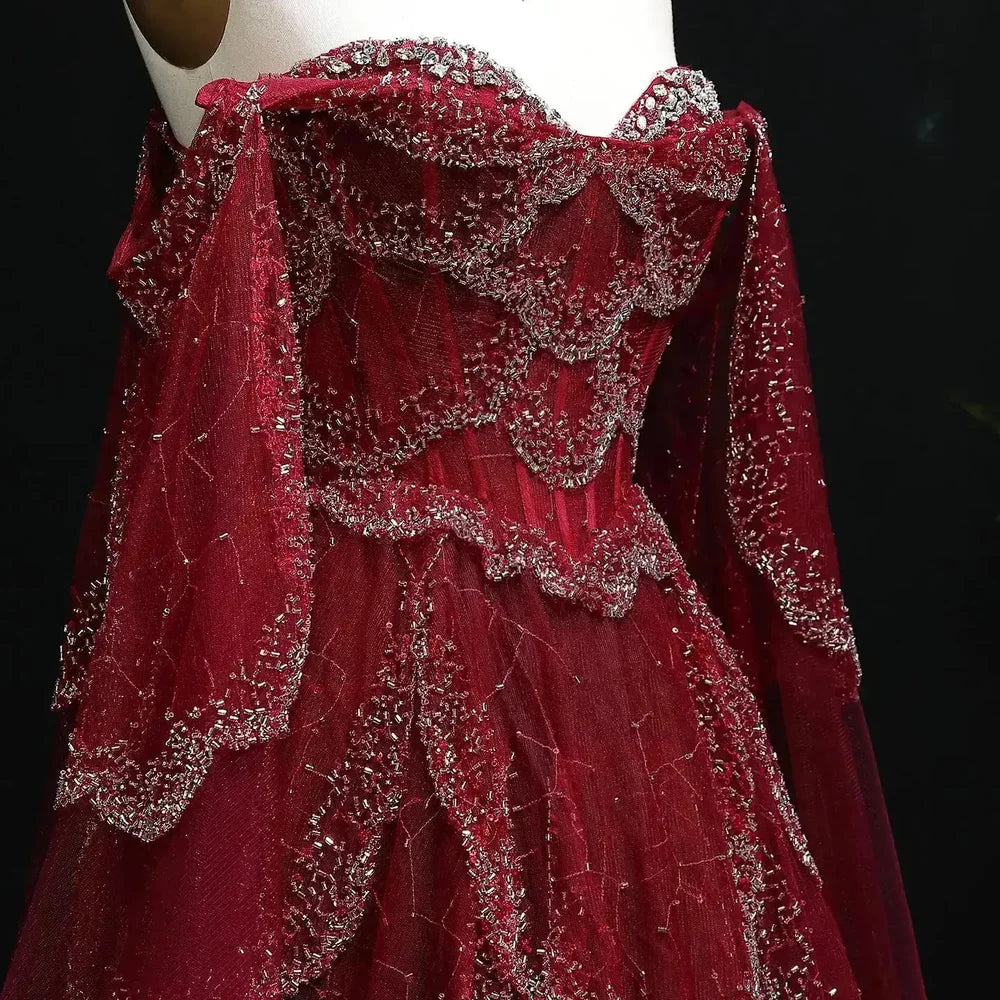 The Valentina — Off-Shoulder Cape Gown