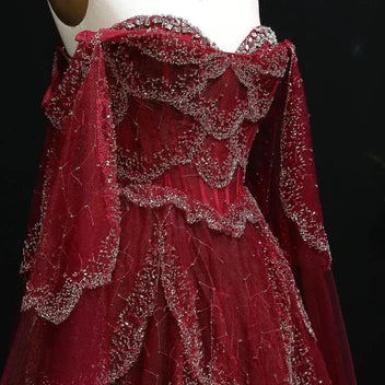 The Valentina — Off-Shoulder Cape Gown