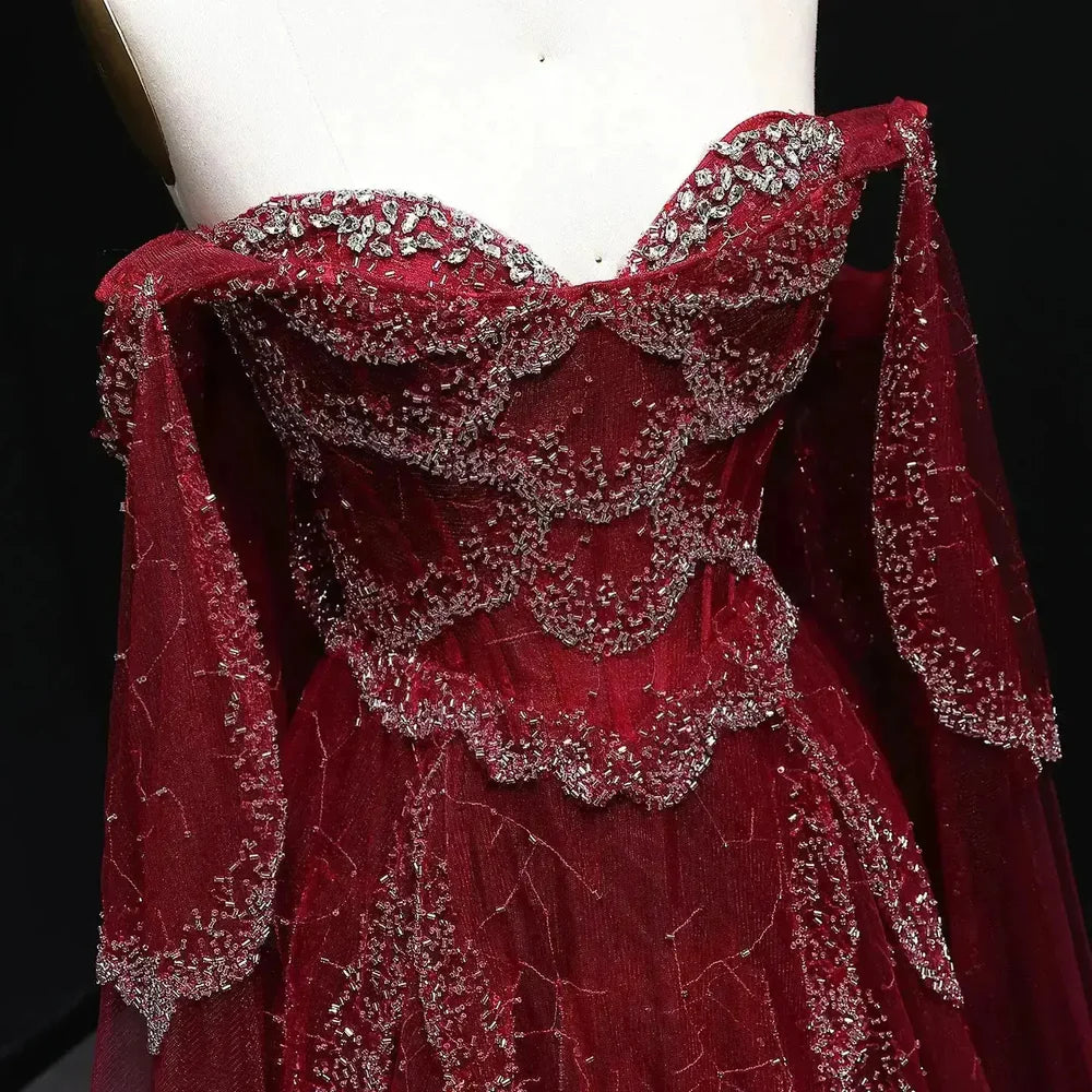 The Valentina — Off-Shoulder Cape Gown