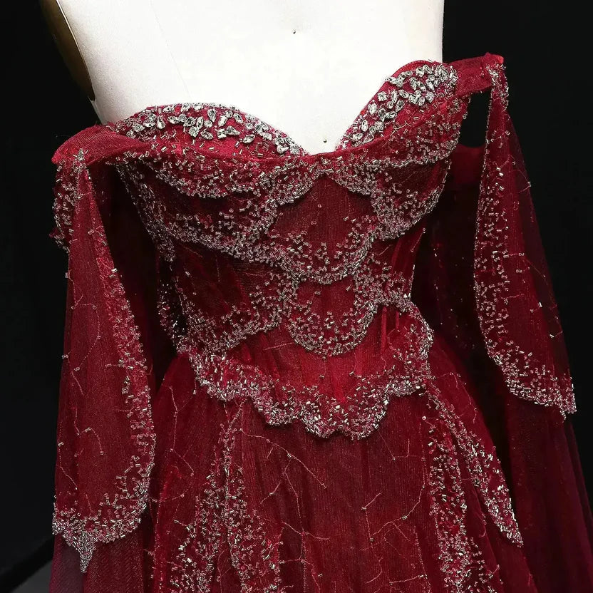 The Valentina — Off-Shoulder Cape Gown