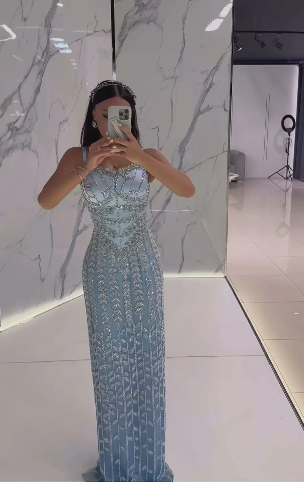 The Marina — Beaded Spaghetti Strap Mermaid Gown