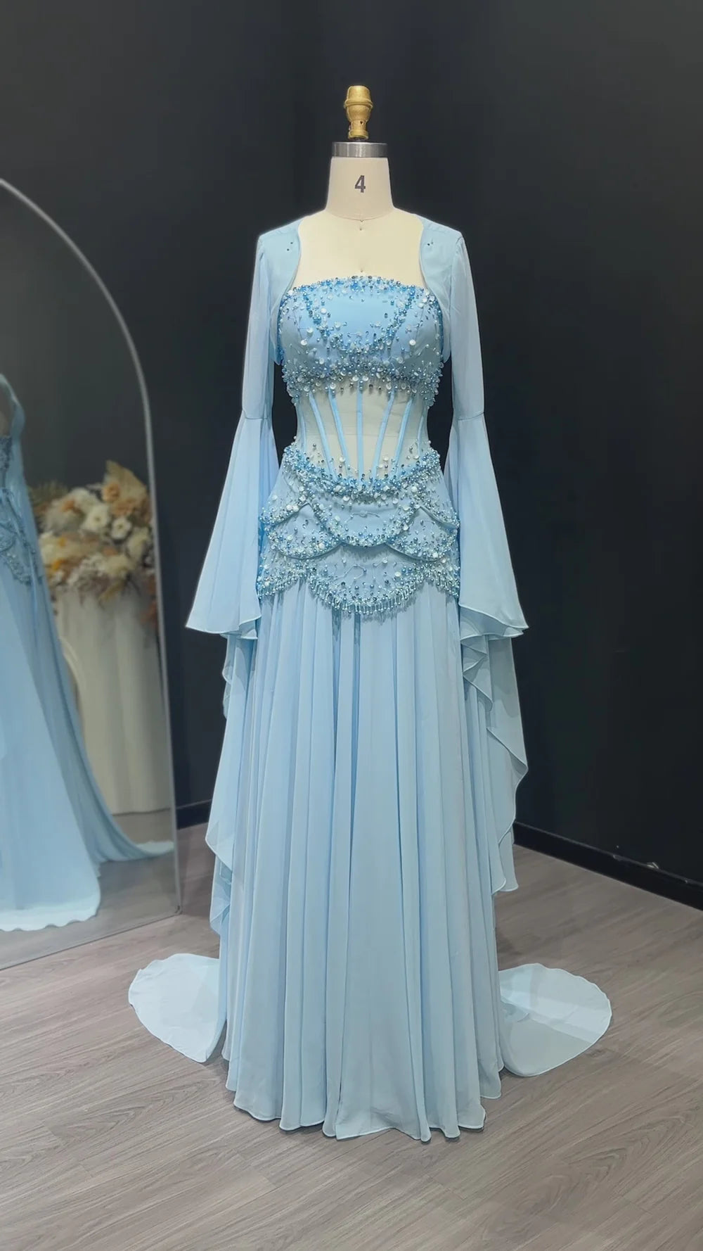 The Soleil — Pearl Tassel A-Line Gown