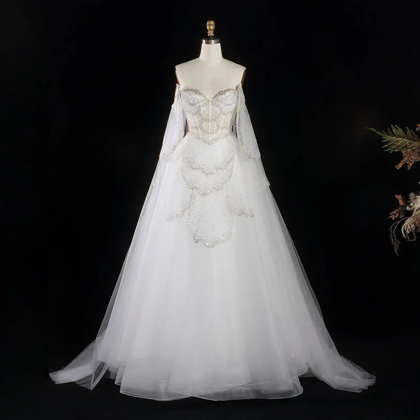 The Valentina — Off-Shoulder Cape Gown