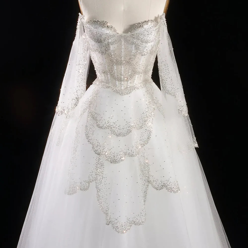 The Valentina — Off-Shoulder Cape Gown