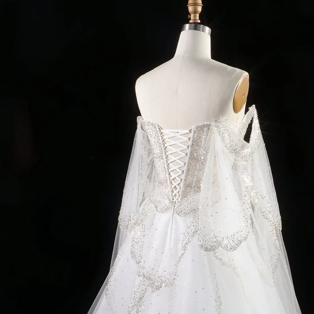 The Valentina — Off-Shoulder Cape Gown