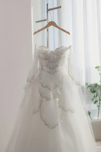 The Valentina — Off-Shoulder Cape Gown