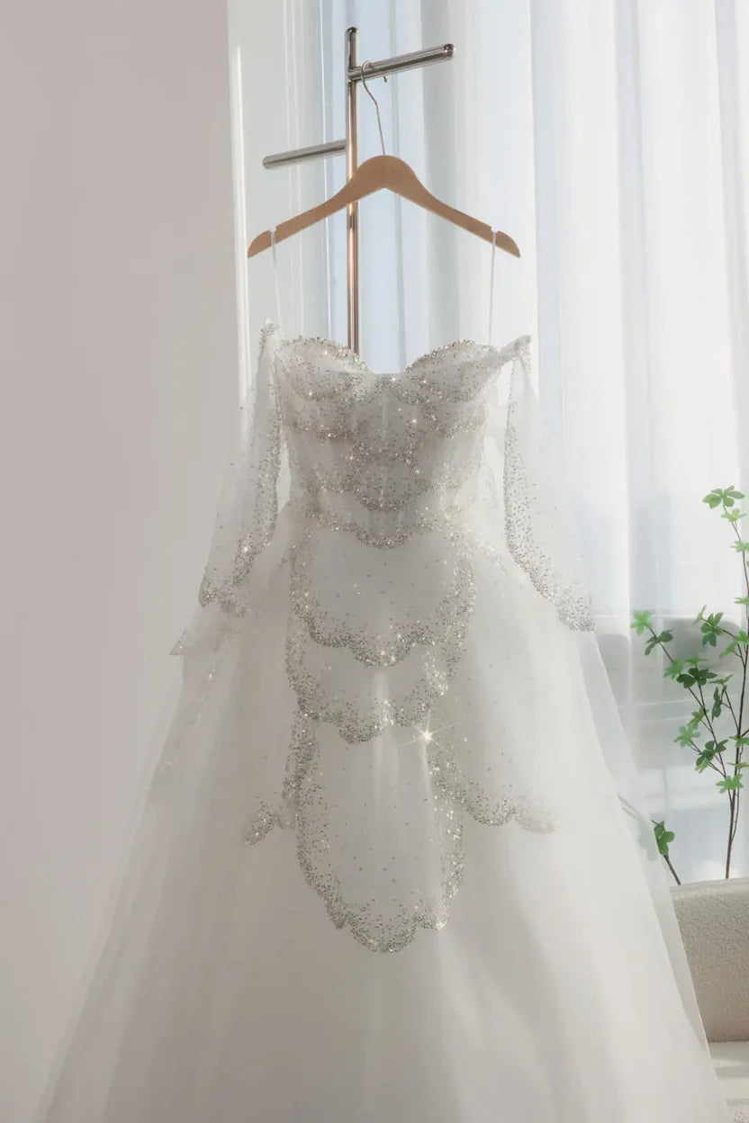 The Valentina — Off-Shoulder Cape Gown
