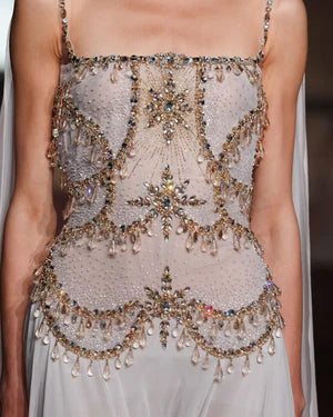 The Vivienne — Large Crystal Cap-Sleeve Gown