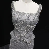 The Margaux — Crystal Beaded Spaghetti Strap Gown
