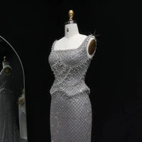 The Margaux — Crystal Beaded Spaghetti Strap Gown