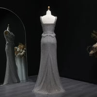 The Margaux — Crystal Beaded Spaghetti Strap Gown