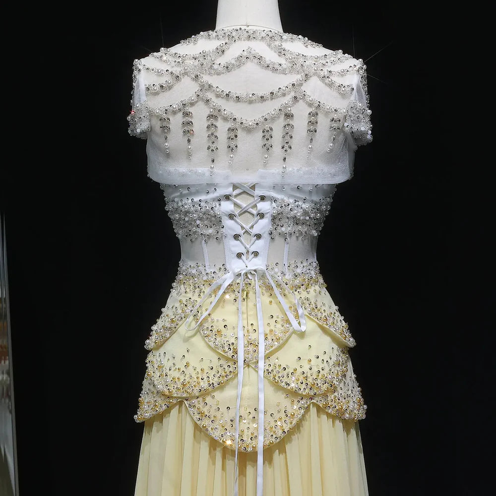 The Soleil — Pearl Tassel A-Line Gown
