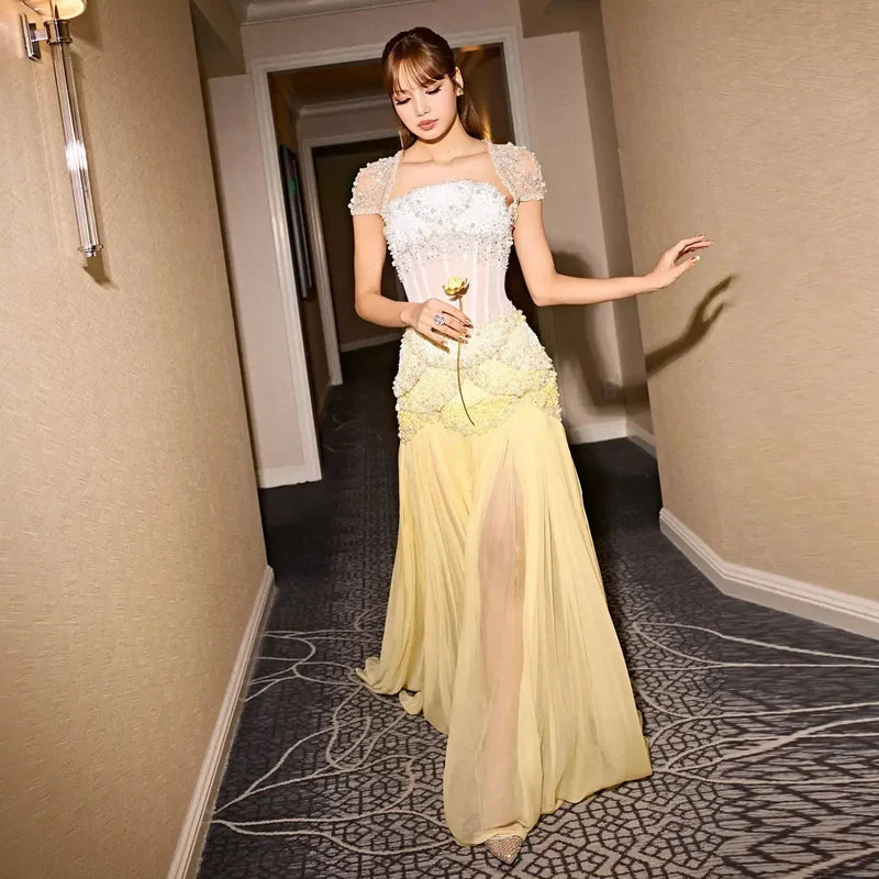 The Soleil — Pearl Tassel A-Line Gown