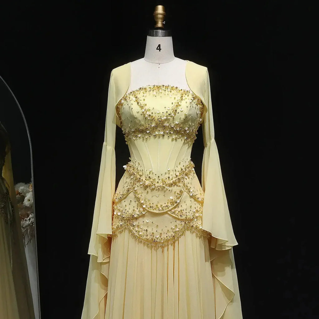 The Soleil — Pearl Tassel A-Line Gown