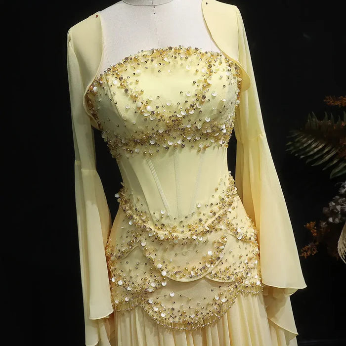 The Soleil — Pearl Tassel A-Line Gown