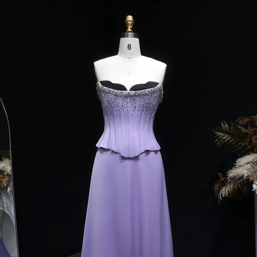 The Cleo — Lilac Two-Piece Scalloped Corset Strapless Gown