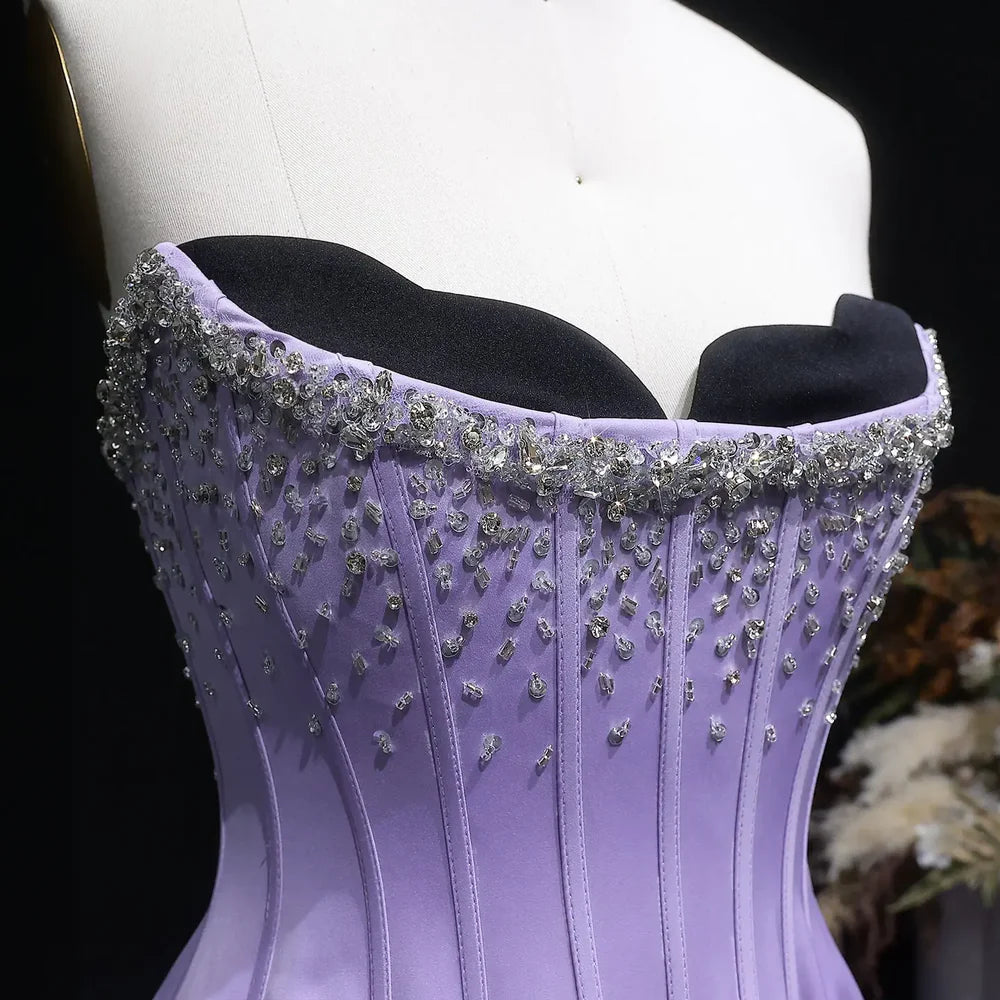 The Cleo — Lilac Two-Piece Scalloped Corset Strapless Gown