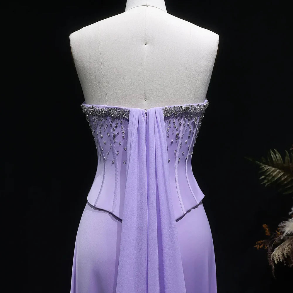 The Cleo — Lilac Two-Piece Scalloped Corset Strapless Gown