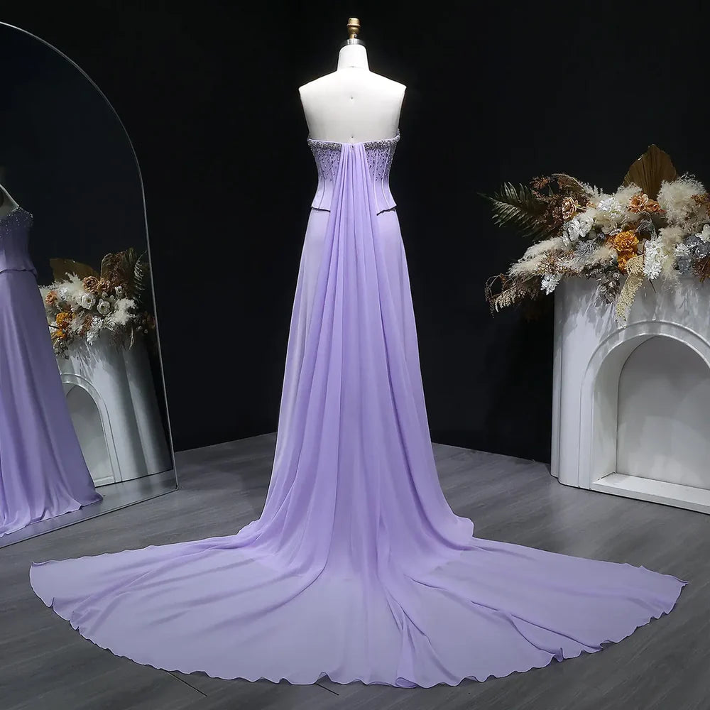 The Cleo — Lilac Two-Piece Scalloped Corset Strapless Gown