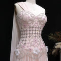 The Celeste — 3D Floral One-Shoulder Cape Gown