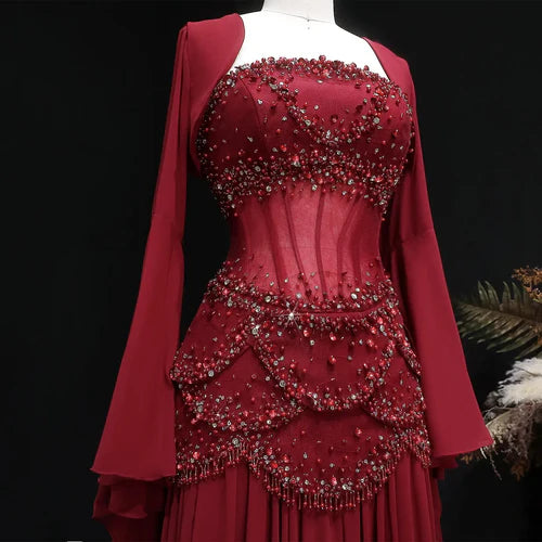 The Soleil — Pearl Tassel A-Line Gown