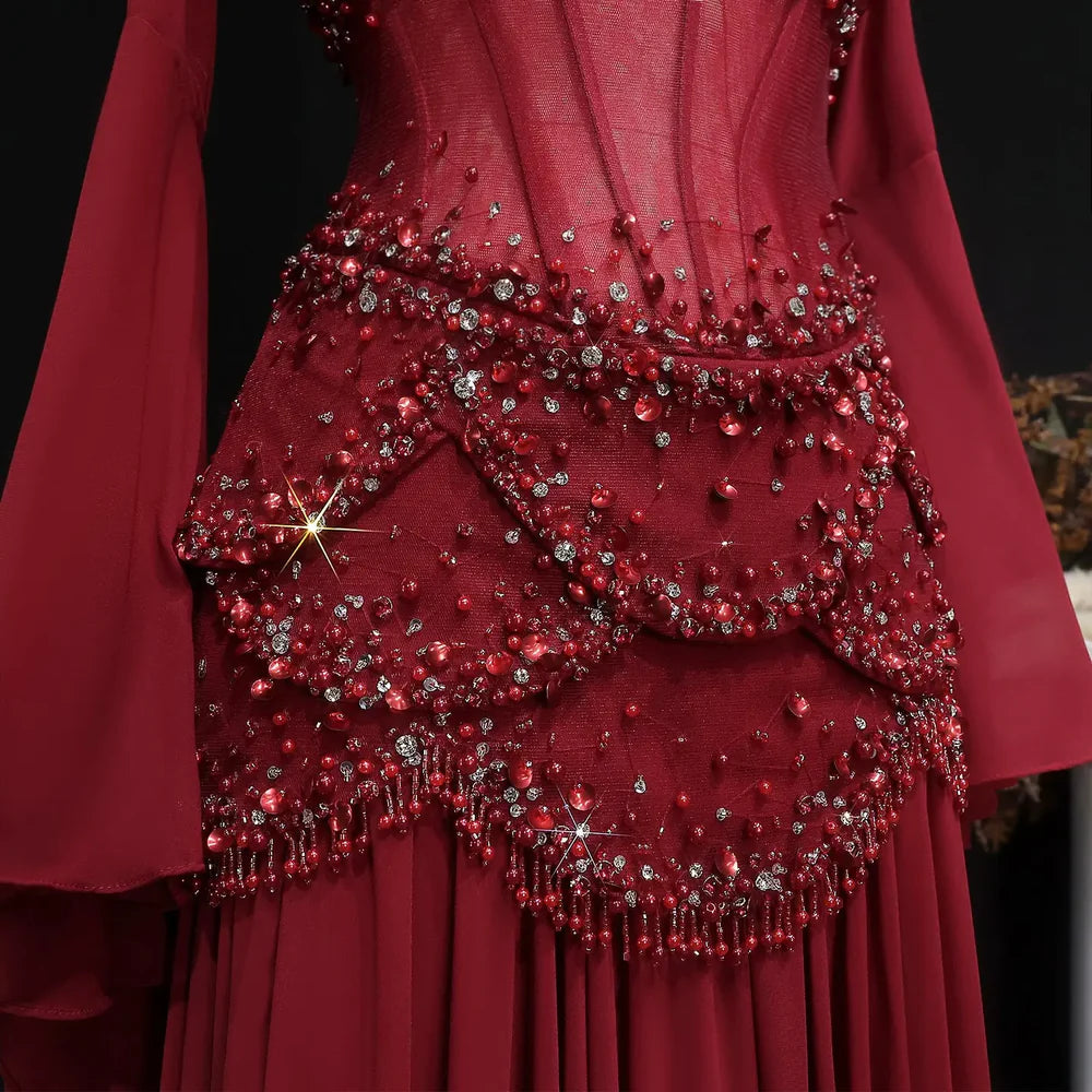 The Soleil — Pearl Tassel A-Line Gown
