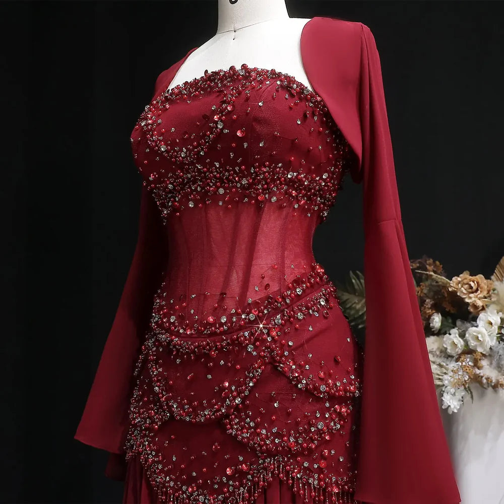 The Soleil — Pearl Tassel A-Line Gown