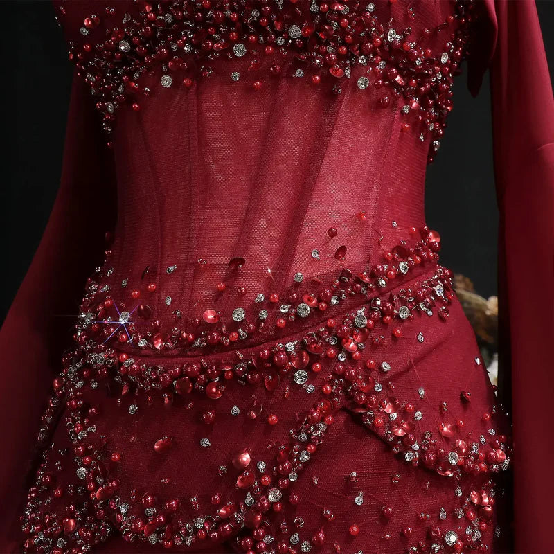 The Soleil — Pearl Tassel A-Line Gown