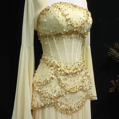 The Soleil — Pearl Tassel A-Line Gown