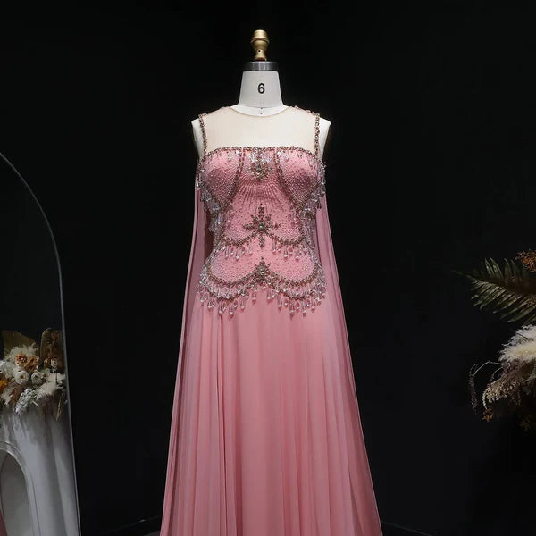 The Vivienne — Large Crystal Cap-Sleeve Gown