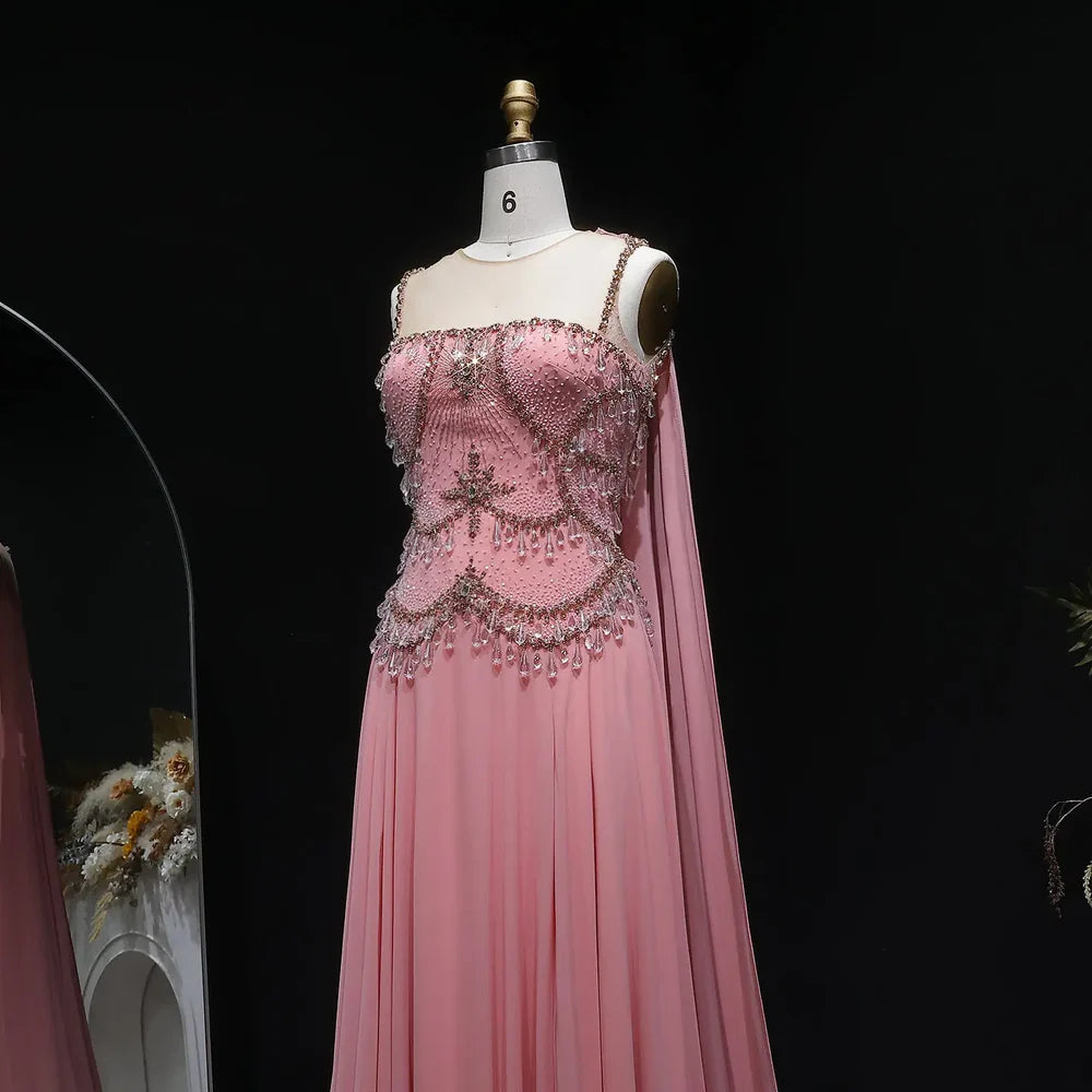 The Vivienne — Large Crystal Cap-Sleeve Gown