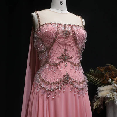 The Vivienne — Large Crystal Cap-Sleeve Gown