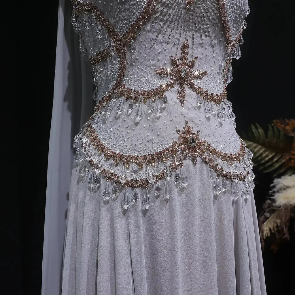 The Vivienne — Large Crystal Cap-Sleeve Gown